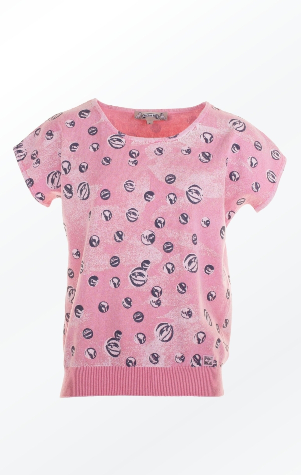 Feminine Pink marbles Printed Pullover for Women from Piece of Blue
