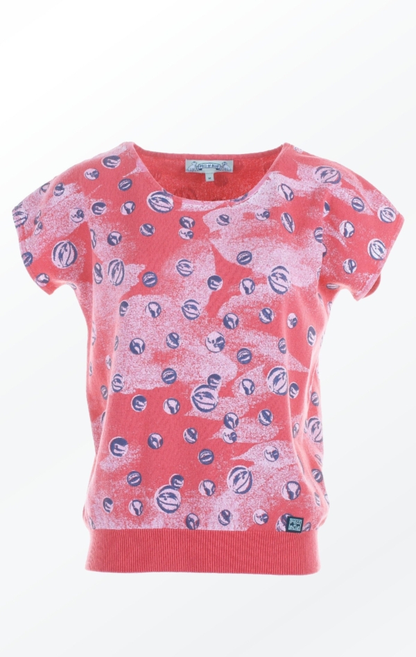 Feminine Red marbles printed Pullover from Piece of Blue
