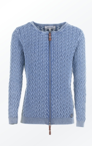 Summer-like Cardigan Knitted in a Feminine Pattern in Light Indigo Blue from Piece of Blue