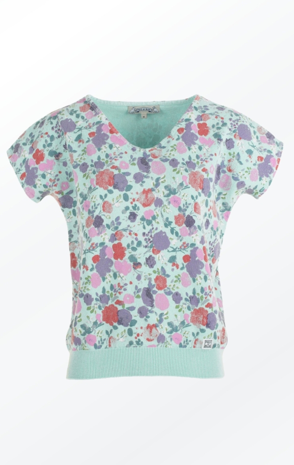 Feminine Mint Green flower Printed Pullover for her from Piece of Blue