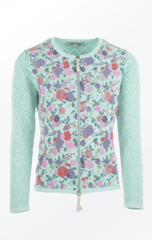 Feminine Mint Colored flower Printed Pullover for Women from Piece of Blue