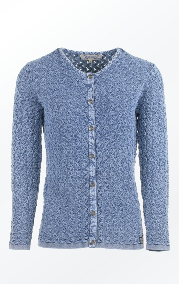 Light Indigo Blue Cardigan in a wimsy wumsy Knit Pattern for Her from Piece of Blue