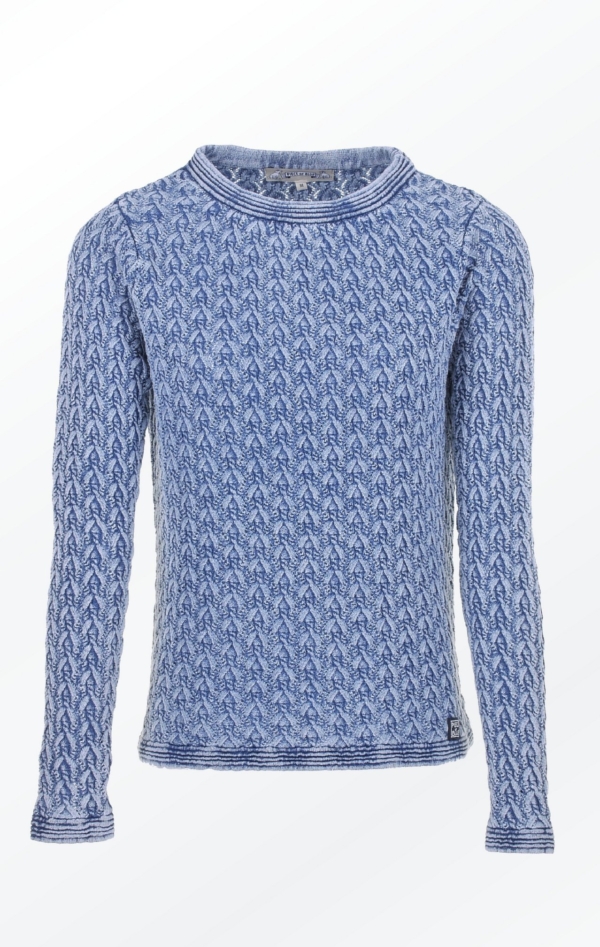 Elegant Light Indigo Blue Pullover in Pretty Knit Pattern from Piece of Blue