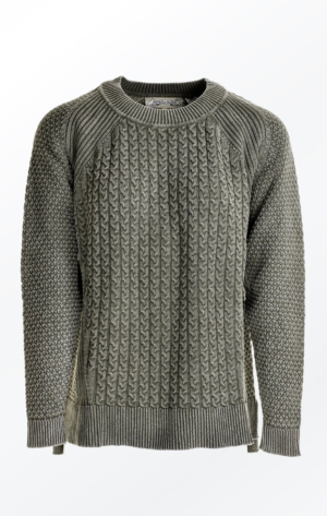 Thyme Green Loose Fit Pullover with Knitted Cables for Women from Piece of Blue