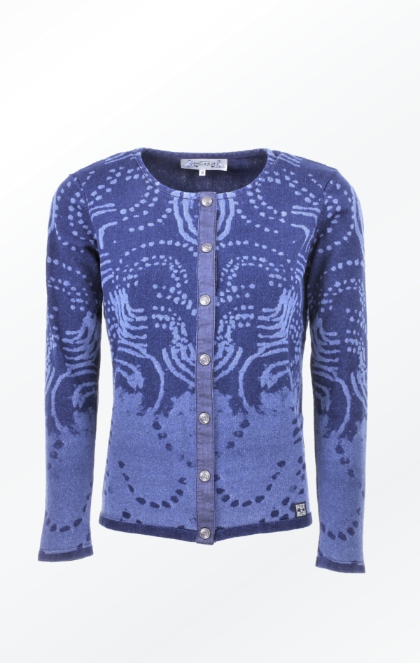 Indigo Blue laser Printed Cardigan for Women from Piece of Blue