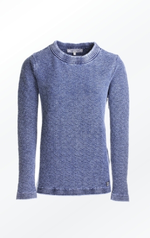 Feminine Indigo Blue Knitted Pullover for Women from Piece of Blue