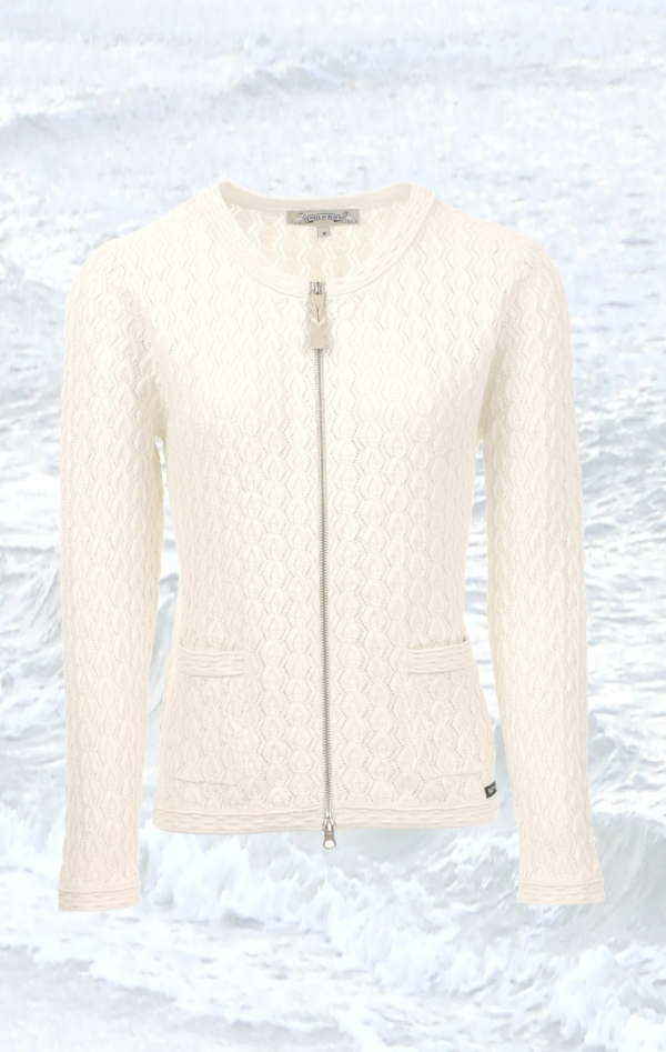 Pretty and Feminine Knitted Cardigan in broken White for Women from Piece of Blue