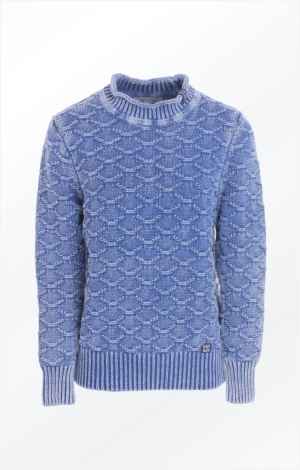 Indigo Sweater Knitted in a Structured Knit Pattern from Piece of Blue