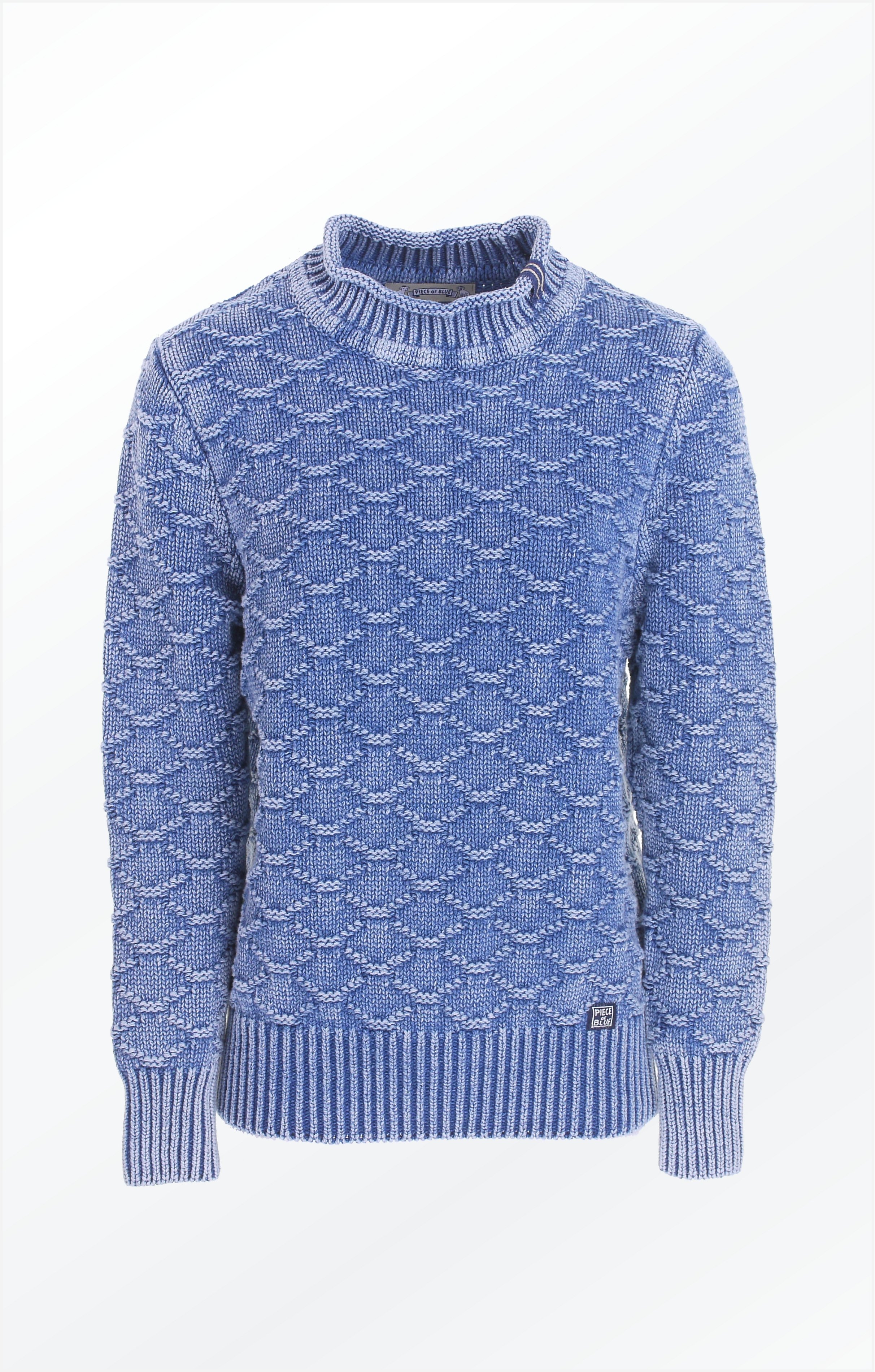 YUMMY AND COZY HEAVY KNITTED PULLOVER - LIGHT INDIGO BLUE