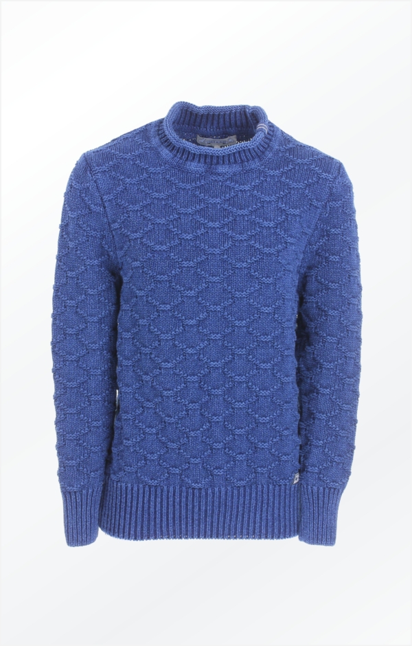 Indigo Sweater Knitted in a Structured Knit Pattern from Piece of Blue