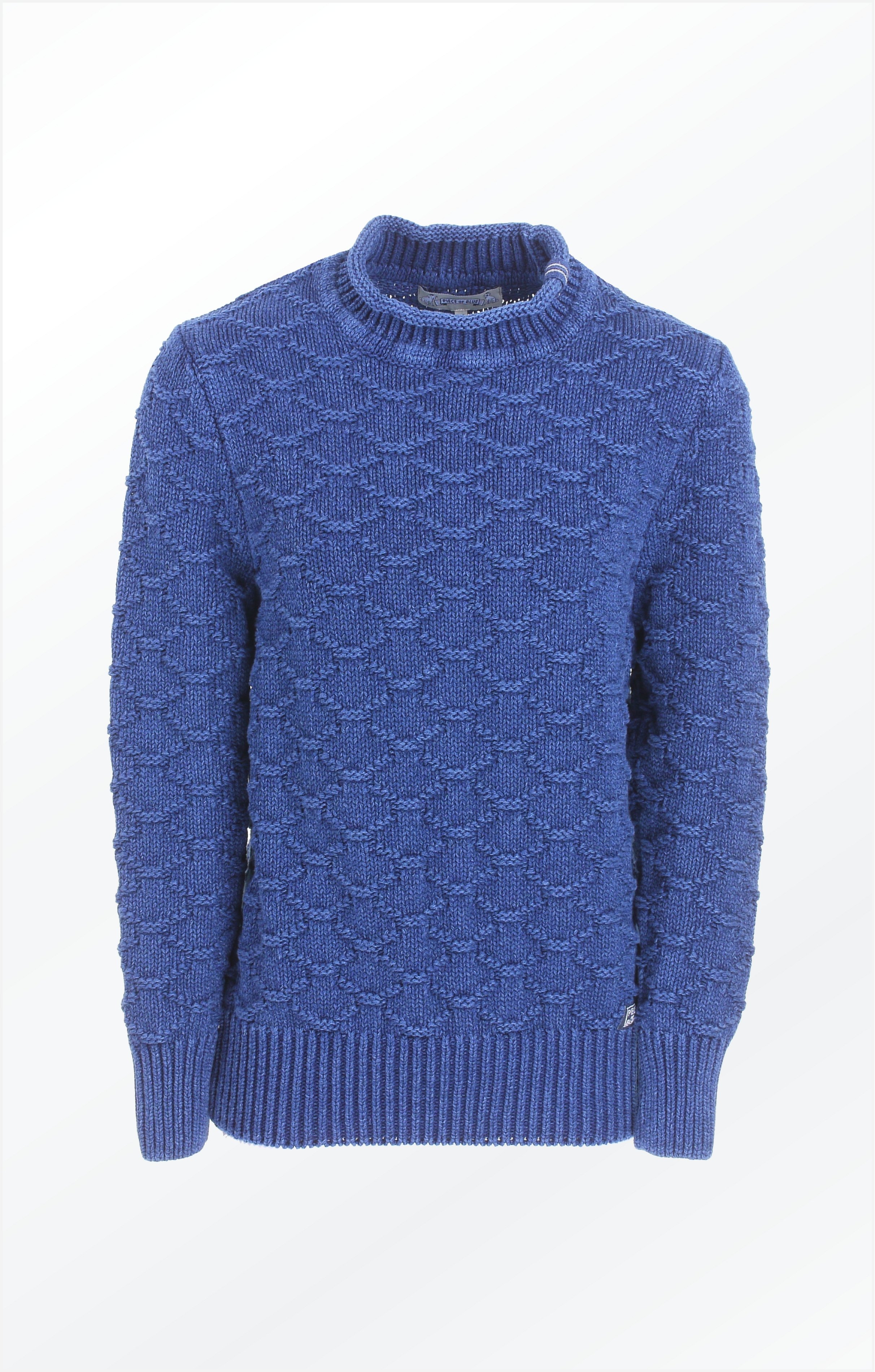 YUMMY AND COZY HEAVY KNITTED PULLOVER - INDIGO BLUE
