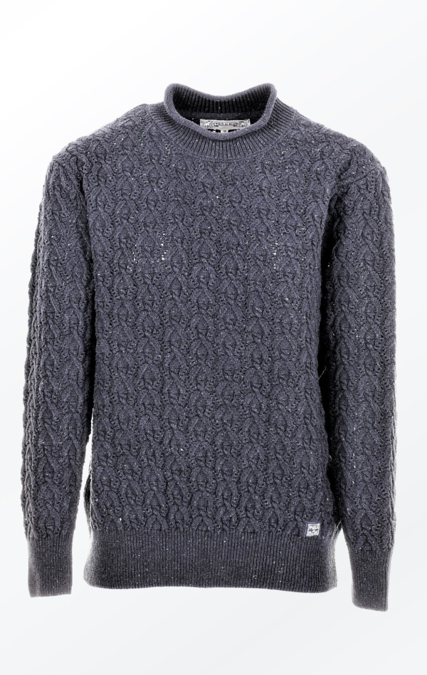 Nice Knitted Black Grey Pullover Made in Ecologic Yarn from Piece of Blue
