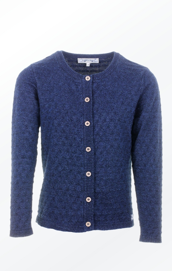 Feminine Cotton-Wool Knitted Cardigan in Dark Indigo for Women from Piece of Blue