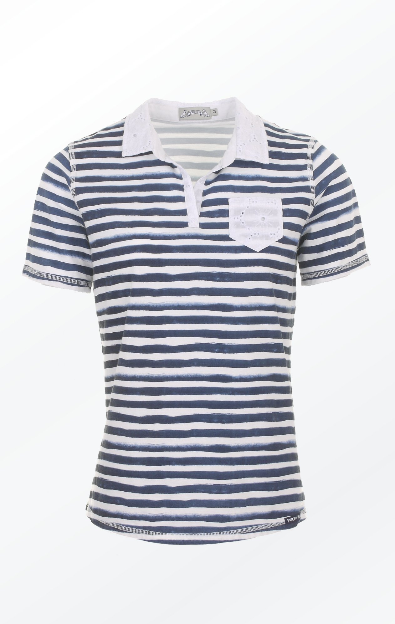 MARINE BLUE AND T-SHIRT WITH IN BRODERIE ANGALISE - STRIPED Piece of Blue