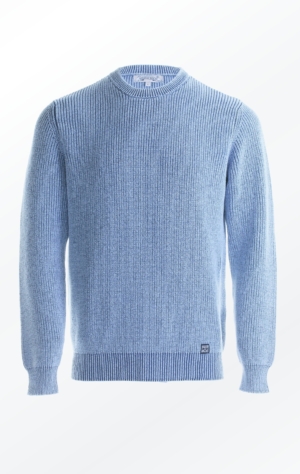 Structured Knitted Pullover for Him in Indigo Blue from Piece of Blue