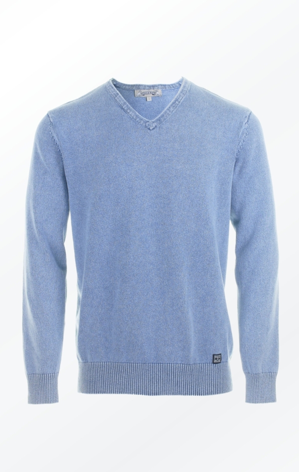 Classic and Simple V-neck Pullover for Men from Piece of Blue