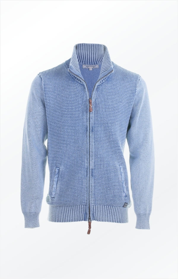 Two-way Zipper Cardigan in Ligt Indigo Blue for Men from Piece of Blue