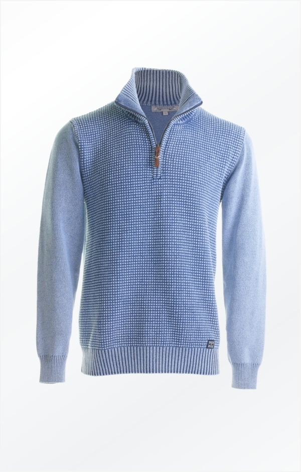 Basic half-zip Pullover in Light Indigo Blue for Men from Piece of Blue