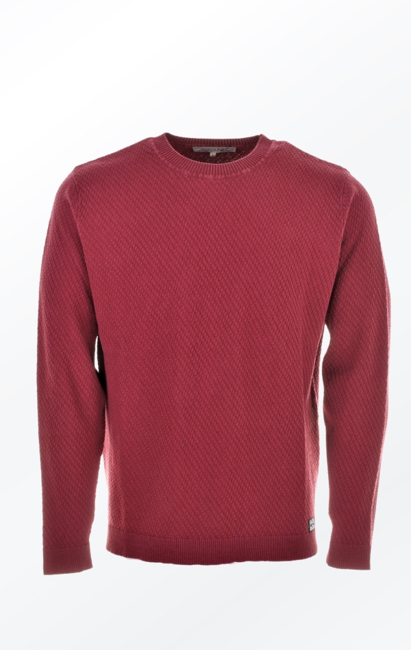 Simple O-Neck Burgundy Red Pullover with Rib for Men from Piece of Blue