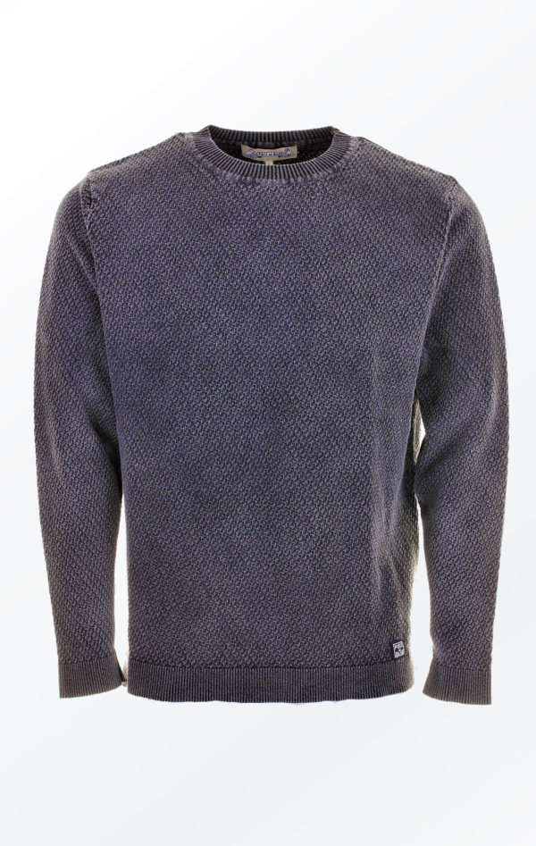 Simple O-Neck Black Grey Pullover with Rib for Men from Piece of Blue