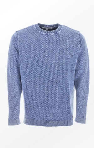 Simple O-Neck Light Indigo Blue Pullover with Rib for Men from Piece of Blue