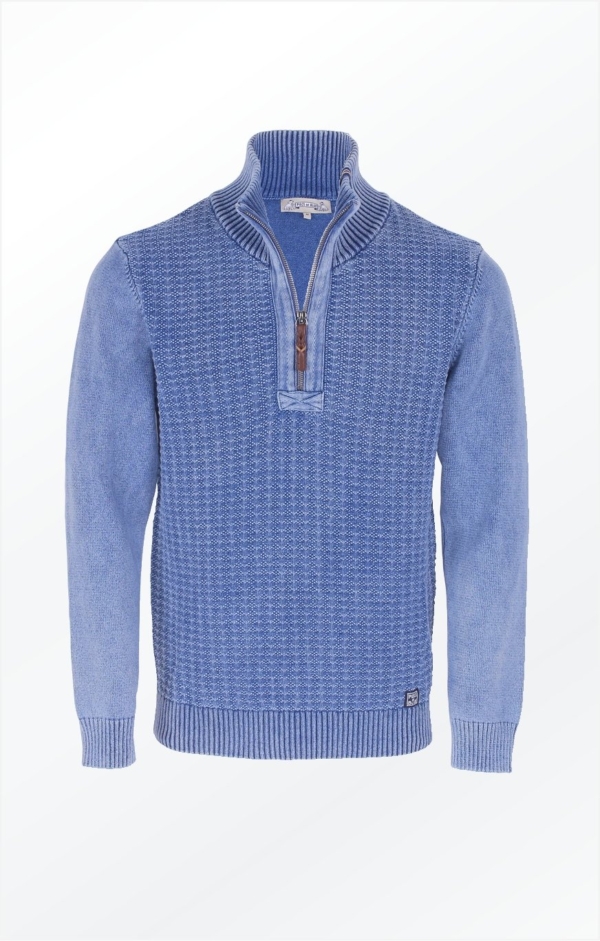 Light Indigo Pullover with Herringbone Band for Men from Piece of Blue