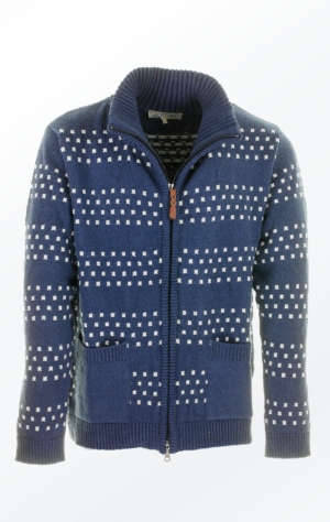 Nice Dark Indigo Blue Knit Jacket with two-way Zipper for Men from Piece of Blue