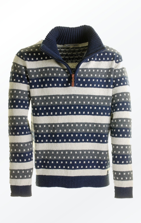 Nice Off-White Striped Knit Pullover with Zipper for Men from Piece of Blue