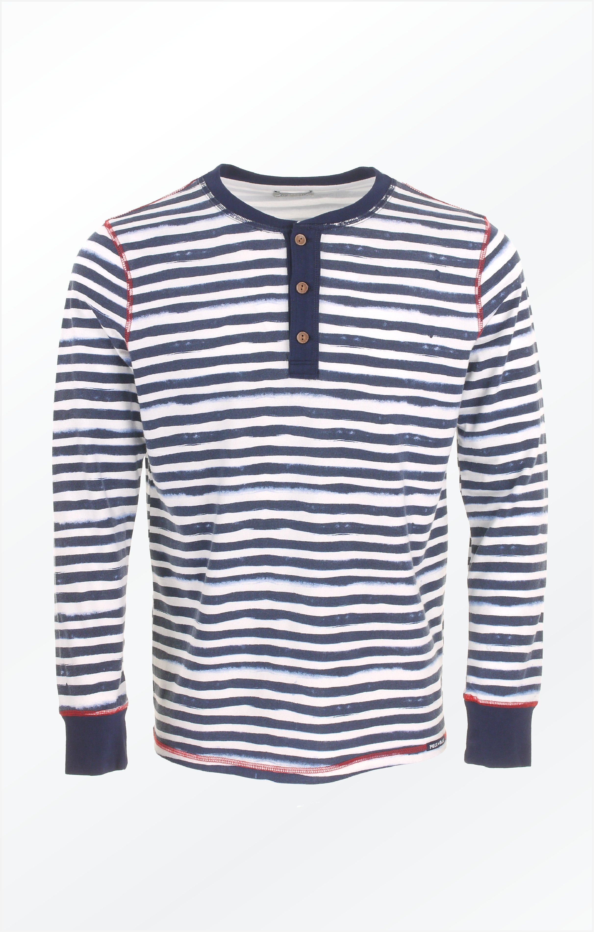 LONG-SLEEVED T-SHIRT WITH WHITE AND BLUE STRIPES - Piece of Blue